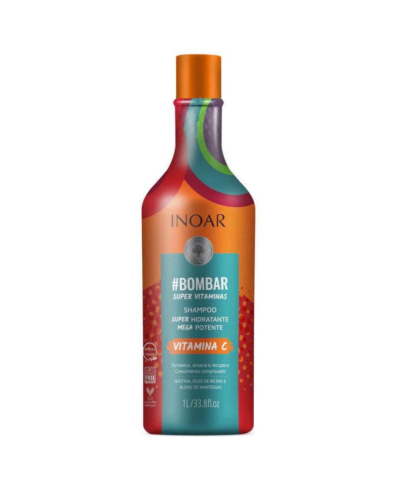 INOAR Bombar Super Vitamins Shampoo - šampūnas praturtintas vitaminais 1000 ml