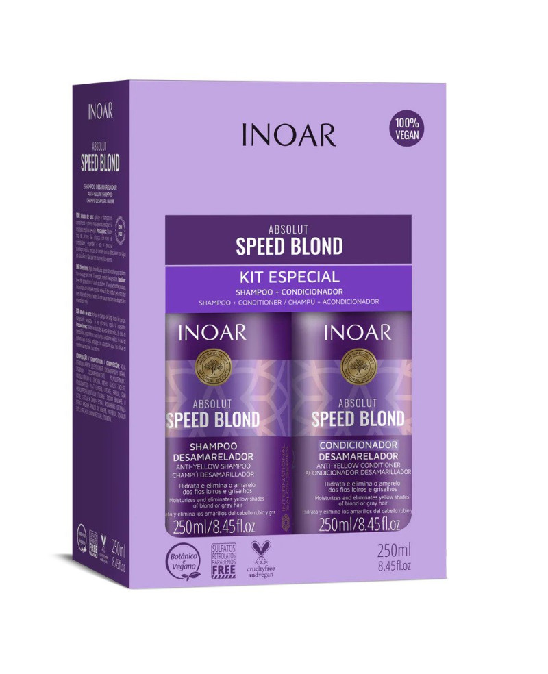 INOAR Speed Blond Duo Kit - priemonių rinkinys šviesiems plaukams 2x250 ml