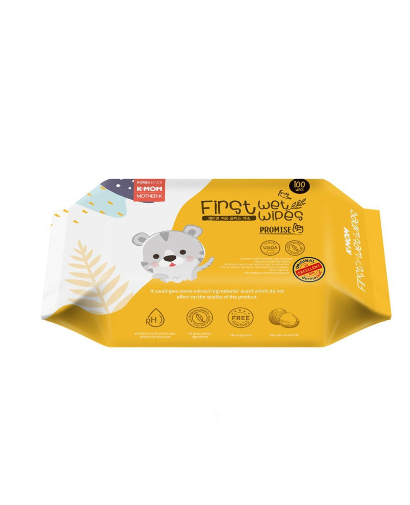 K-MOM organiškos drėgnos servetėlės “Pilkas meškiukas” (100 vnt.)