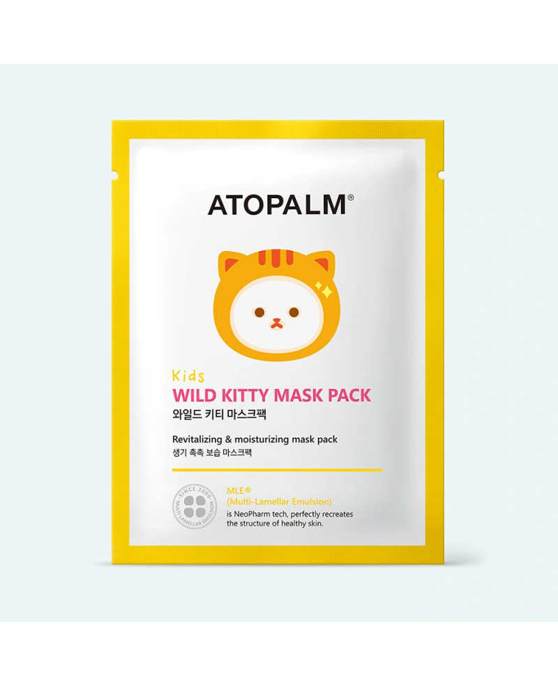 Atopalm Kids Wild Kitty Mask lakštinė kaukė vaikams nuo 3 metų 15 ml.