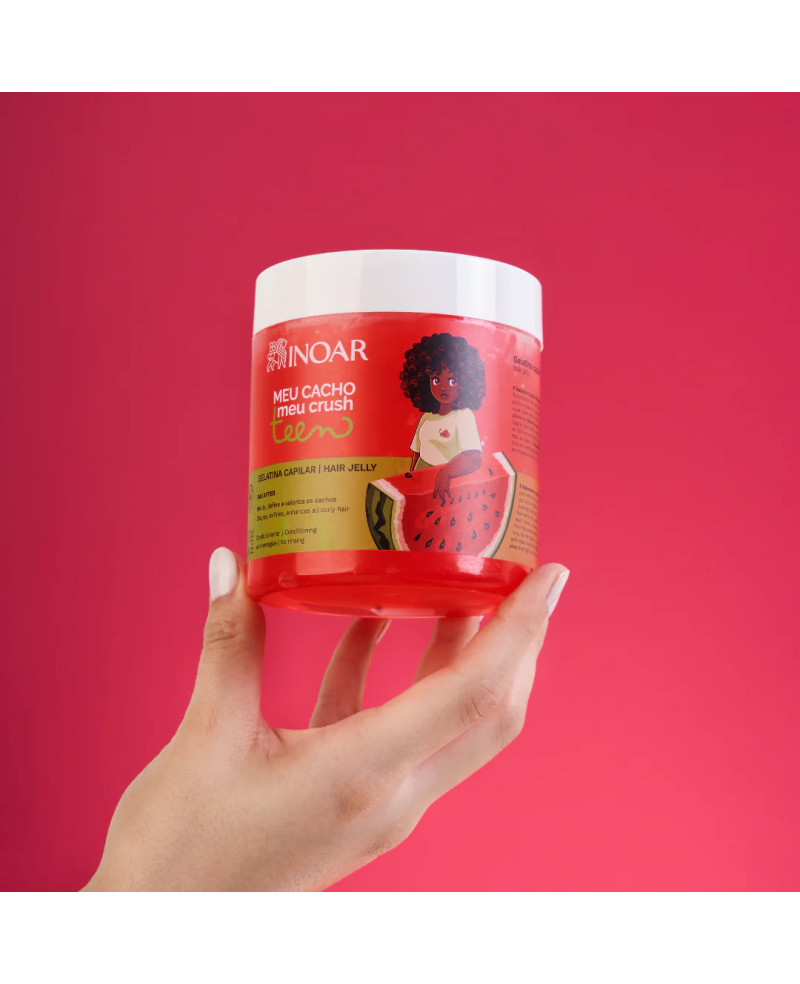 INOAR Meu Cacho Meu Crush Teen Watermelon Hair Jelly - plaukų formavimo želė garbanotiems plaukams arbūzų kvapo 500 g.