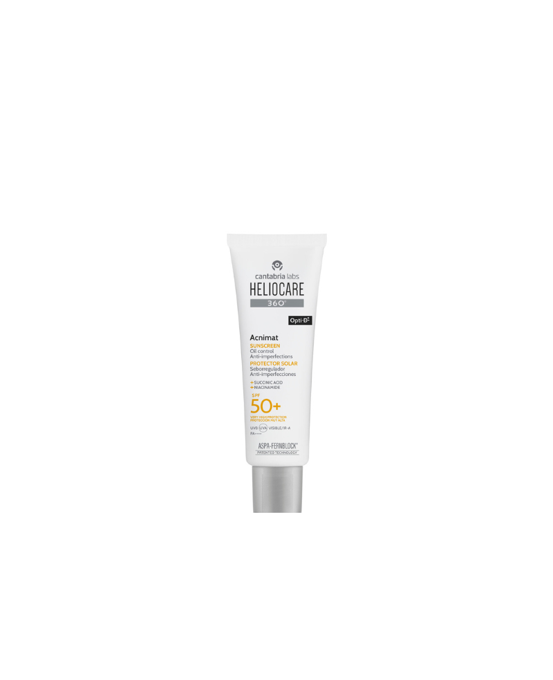 Cantabria Labs Heliocare 360 Acnimat Riebiai Ir į Aknę Linkusiai Odai SPF 50+, 50ml.