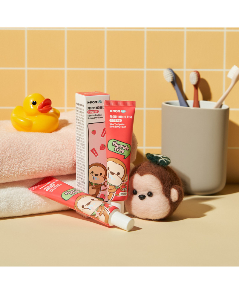 K-MOM dantų pasta vaikams be fluoro, braškių skonio, 30 g.