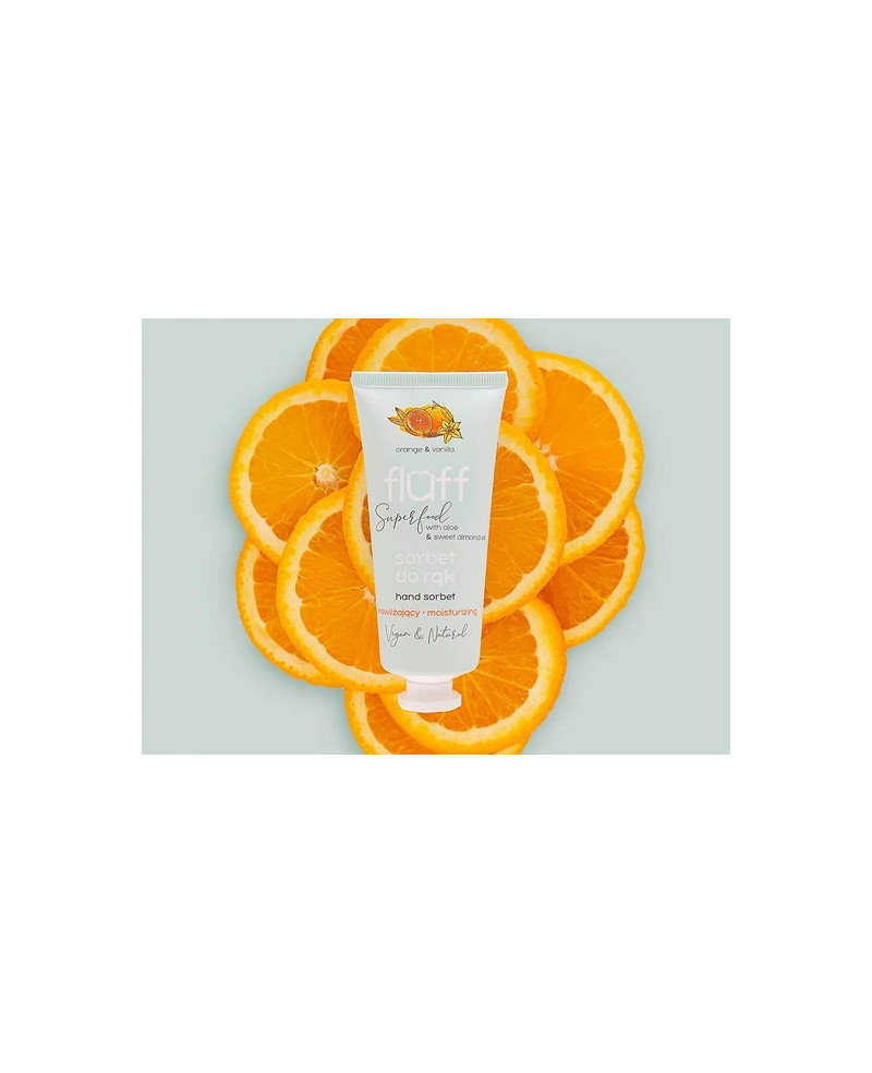 Fluff sorbet rankų kremas “apelsinas ir vanilė” šventinis kvapas 50ml.