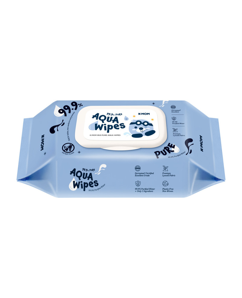 K-MOM 99.9% Pure Aqua Wipes drėgnos servetėlės, 60 vnt.