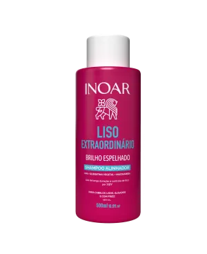 INOAR Liso Extraordinario Shampoo - plaukus glotninantis šampūnas 500 ml.
