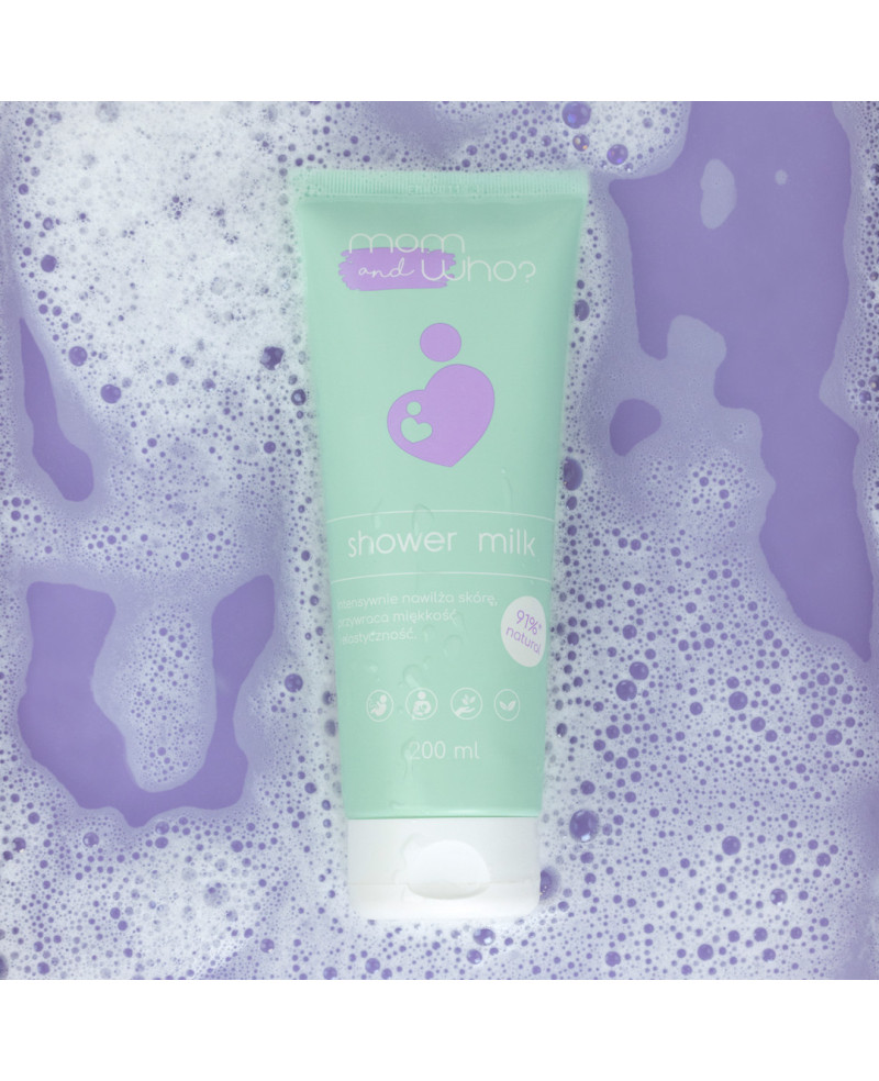 Mom & Who? Shower Milk kūno prausimosi pienelis nėščiosioms 200ml.