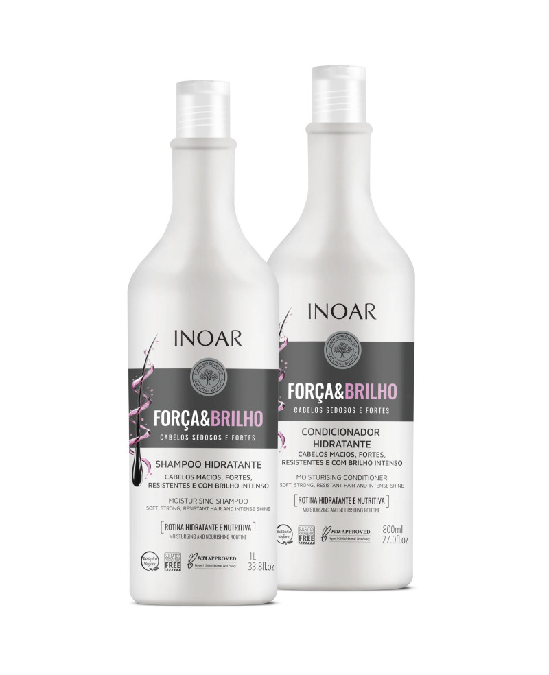 INOAR Força & Brilho Duo Kit - drėkinantis šampūno ir kondicionieriaus rinkinys 1000ml. + 800 ml.